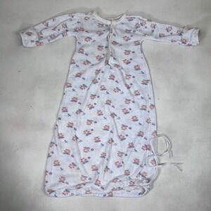 Vtg Dundee Baby Sleeper Gown Teddy Bear‎ Print Fits 18 lbs Sleep Sack Flowercore